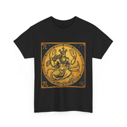 Unisex Heavy Cotton T-Shirt, Crab King v1, Cancer Zodiac Design