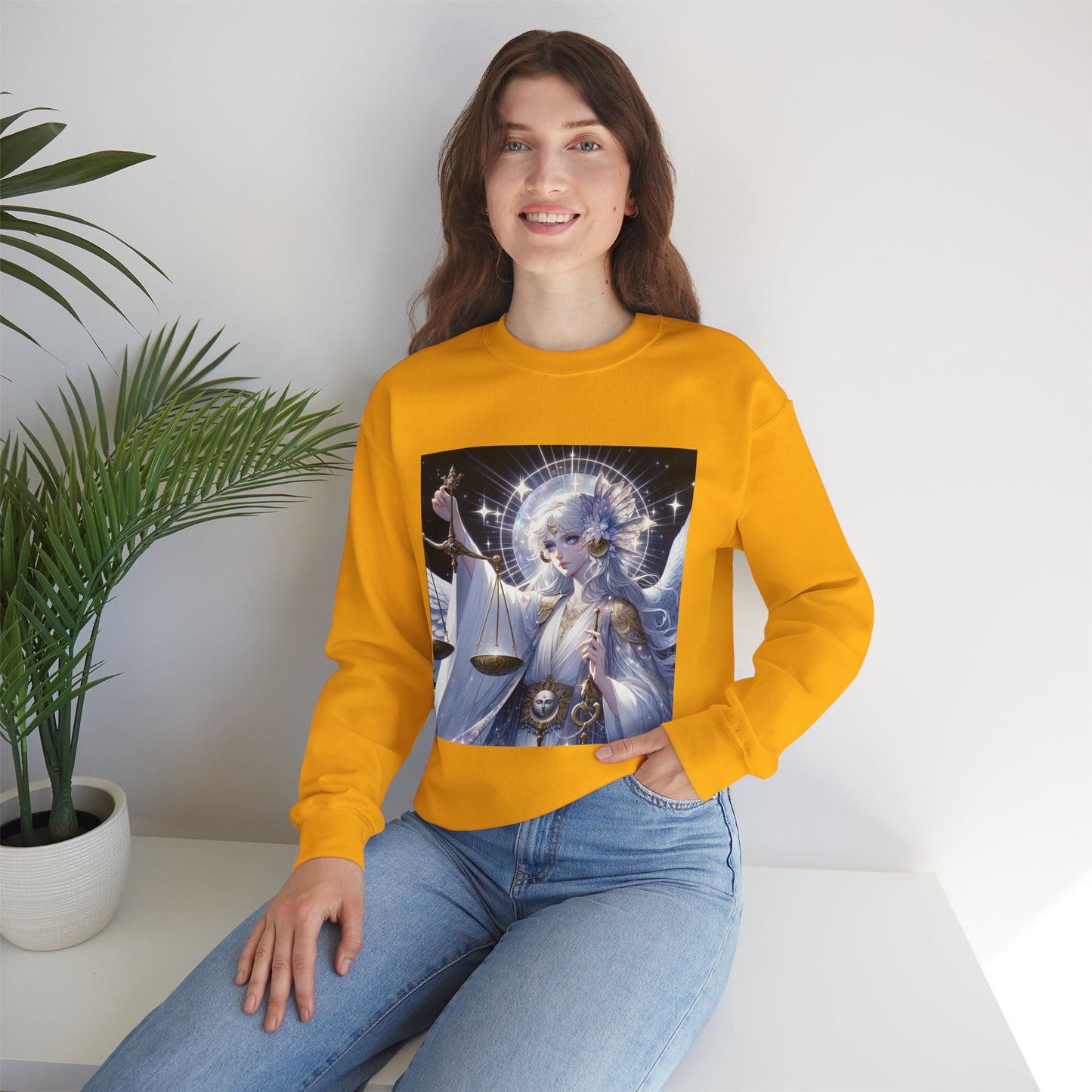 Unisex Heavy Blend™ Crewneck Sweatshirt,anime angel, Libra Zodiac Design