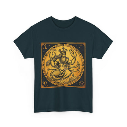 Unisex Heavy Cotton T-Shirt, Crab King v1, Cancer Zodiac Design