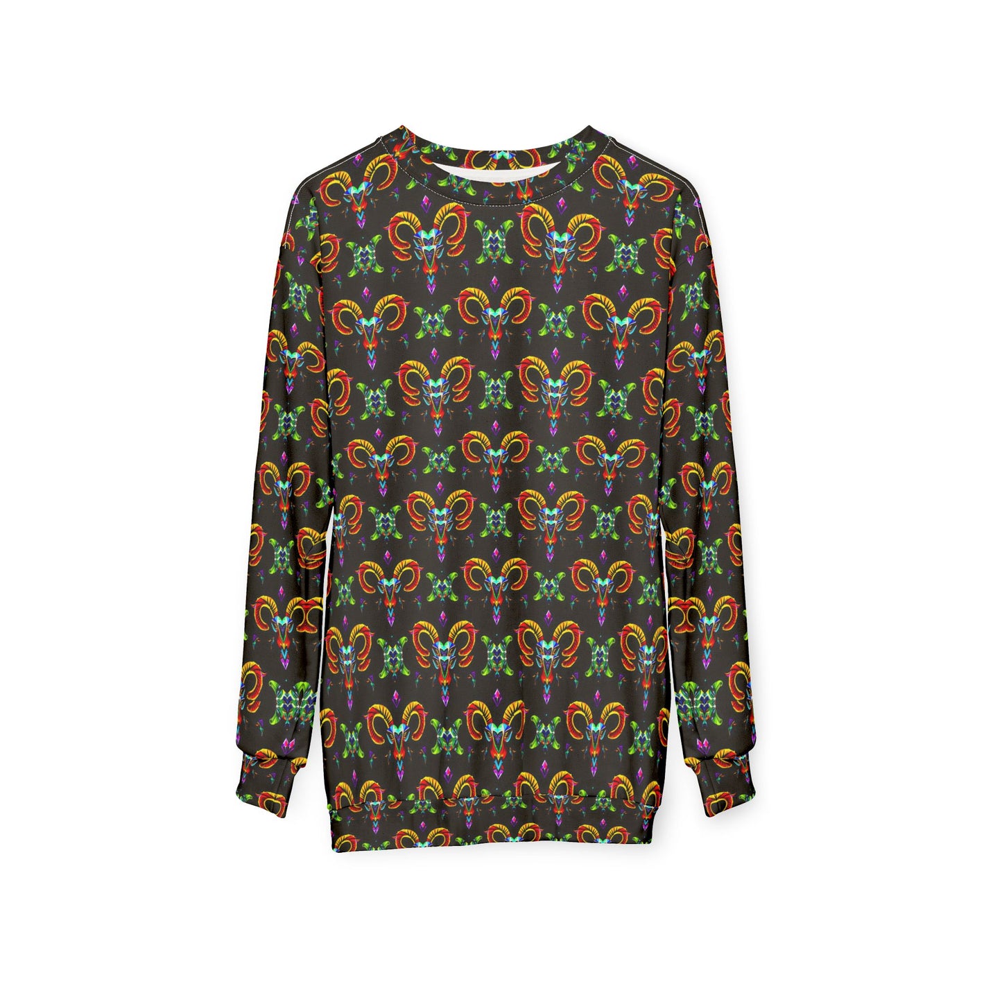 Unisex Sweatshirt (AOP), Aries, Zodiac v3, Jewel Pattern
