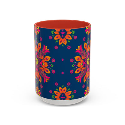 Accent Coffee Mug, Gemini, Zodiac v2, Flower Pattern, (11, 15oz)