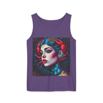 Unisex Garment-Dyed, Tank Top, Cancer, Pop Art v1, 100% US cotton