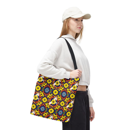 Tote Bag (AOP), Aquarius, Zodiac v1, Flower Pattern