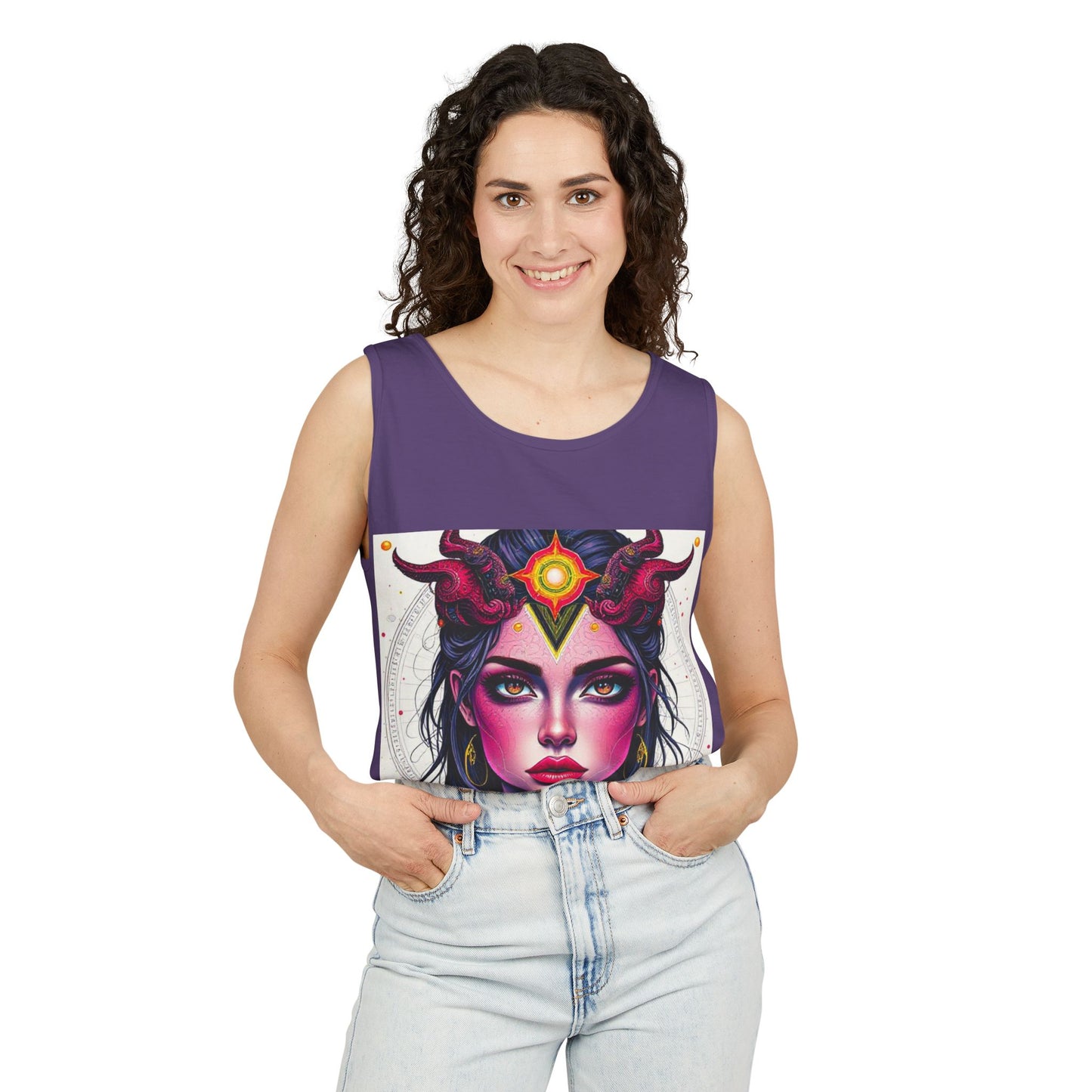 Unisex Garment-Dyed, Tank Top, Virgo Design, Pop Art, 100% US cotton