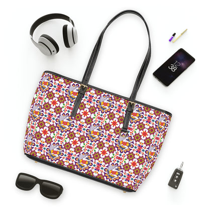 Leather Shoulder Bag, Sagittarius, Zodiac v1, Flower Pattern
