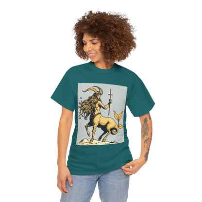 Unisex Heavy Cotton T-Shirt, Capricorn God v3, Zodiac Design
