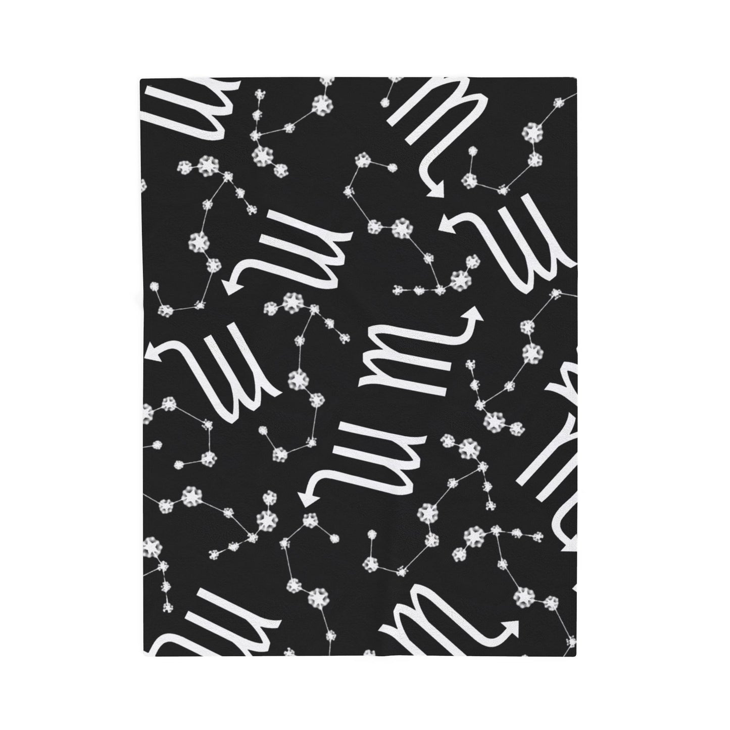 Velveteen Plush Blanket, Scorpio Zodiac Sign, Constellation & Symbol, Black, 100% polyester