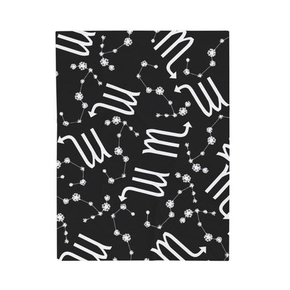 Velveteen Plush Blanket, Scorpio Zodiac Sign, Constellation & Symbol, Black, 100% polyester