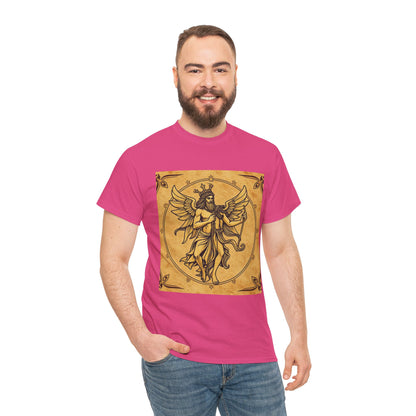 Unisex Heavy Cotton T-Shirt, Pencil Art, Gemini Zodiac Design