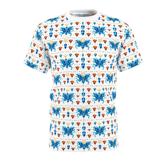 Unisex Cut & Sew T-Shirt, (AOP) Aquarius, Zodiac v3, Jewels Pattern