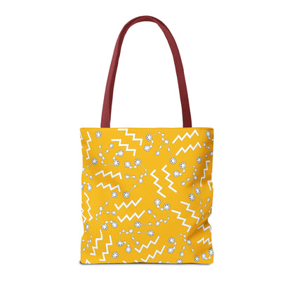 Tote Bag, Aquarius Zodiac Sign, AOP, (Yellow, White)