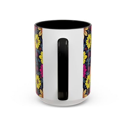 Accent Coffee Mug, Scorpio, Zodiac v3. Flower Pattern, (11, 15oz)