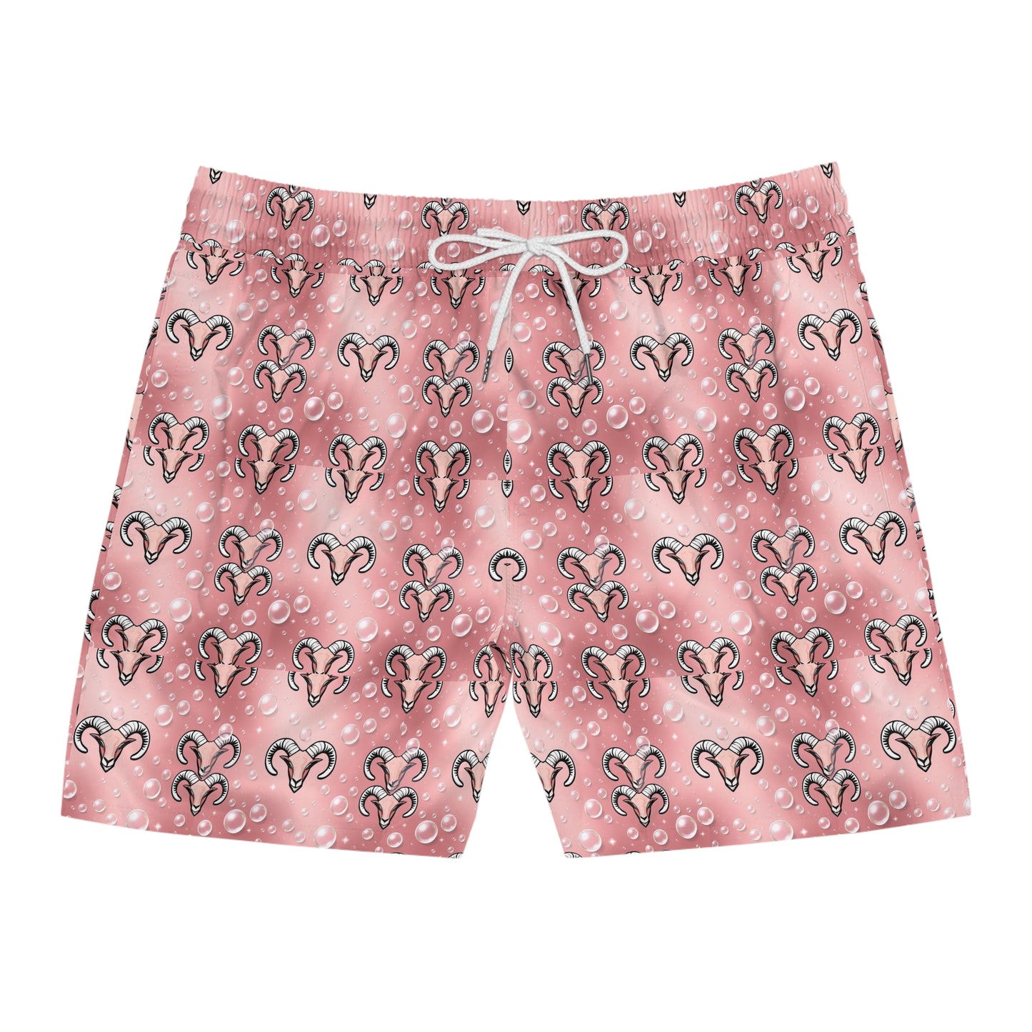 Men's Mid-Length Swim Shorts, (AOP), Aries, Zodiac v4, Bubble Pattern