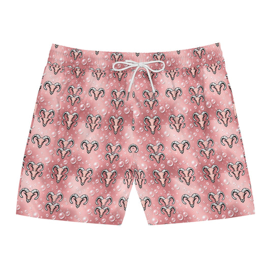 Men's Mid-Length Swim Shorts, (AOP), Aries, Zodiac v4, Bubble Pattern