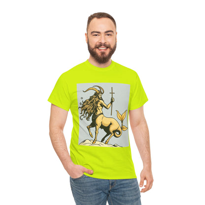 Unisex Heavy Cotton T-Shirt, Capricorn God v2, Zodiac Design
