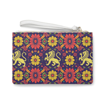 Clutch Bag, Leo, Zodiac v1, Flower Pattern