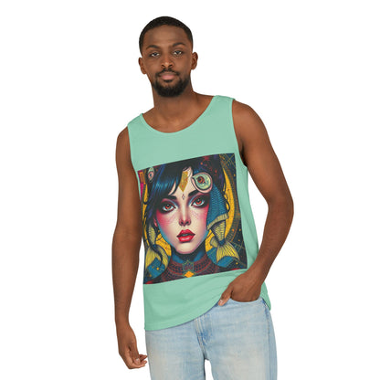 Unisex Garment-Dyed, Tank Top, Pisces Design, Pop Art, 100% US cotton