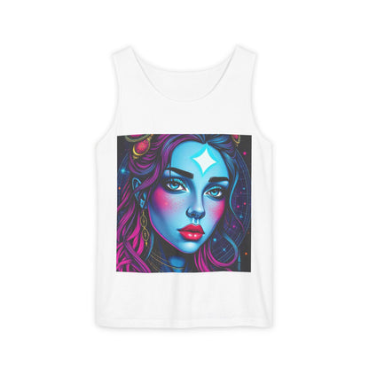 Unisex Garment-Dyed, Tank Top, Gemini, Pop Art, 100% US cotton