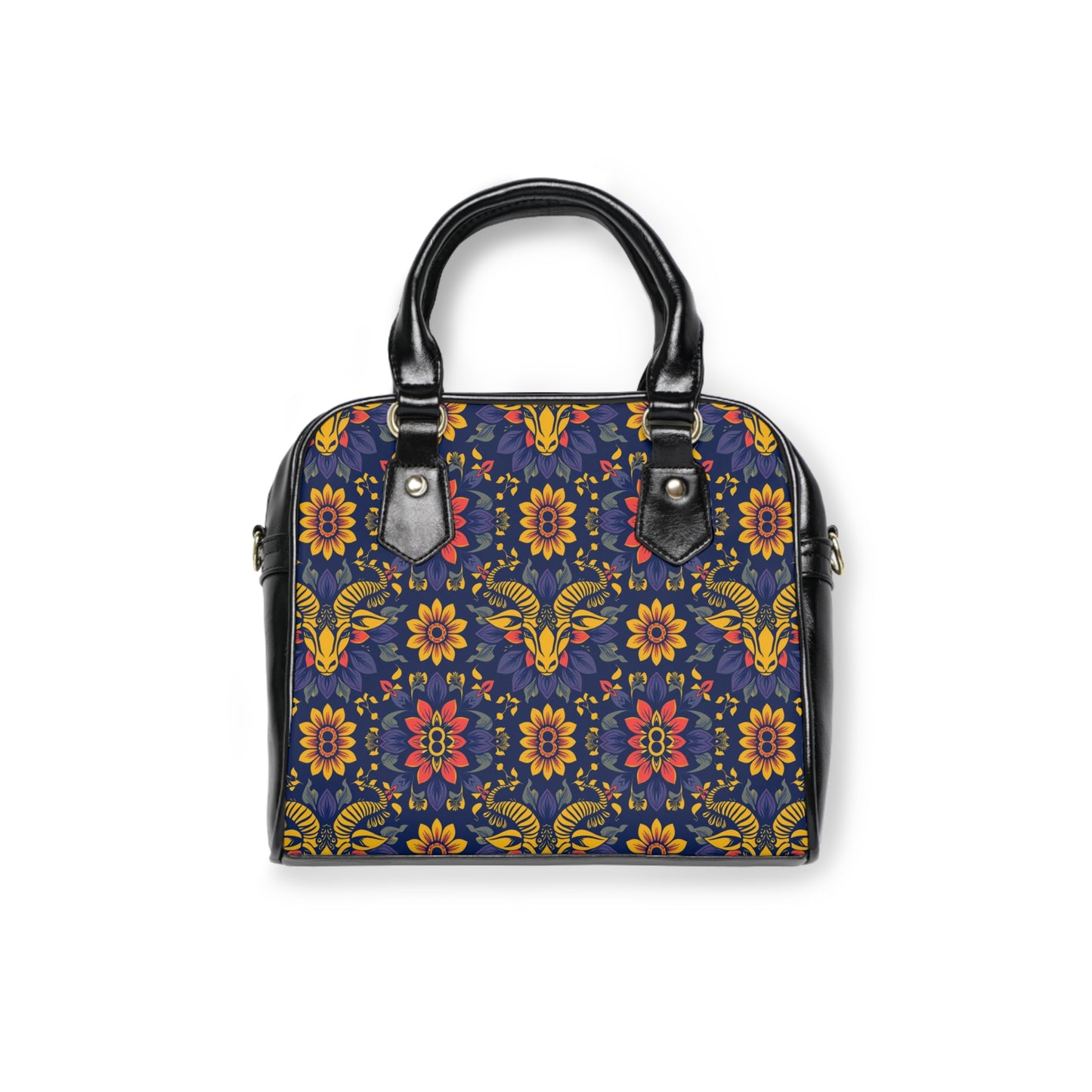 Shoulder Handbag, Taurus, Zodiac v1, Flower Pattern