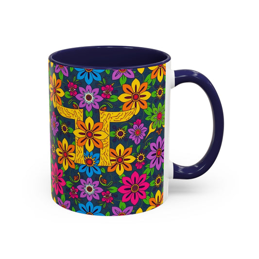 Accent Coffee Mug, Gemini, Zodiac v3, Flower Pattern, (11, 15oz)