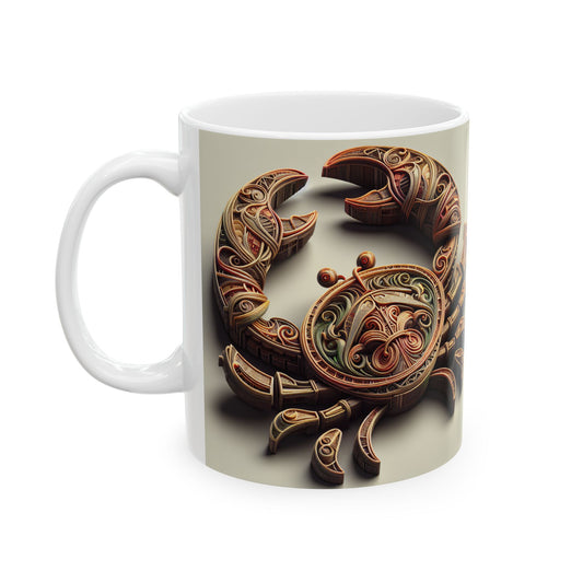 Ceramic Mug, (11oz, 15oz), Ceramic Coffee Mug, Artificial Crab, Cancer Zodiac Design
