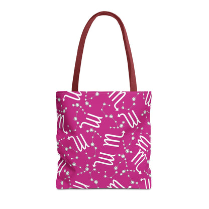 Tote Bag, Scorpio Zodiac Sign, AOP, (Pink, White)