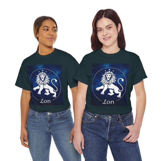 Unisex Heavy Cotton T-Shirt, Space Lion v1, Leo Zodiac Design