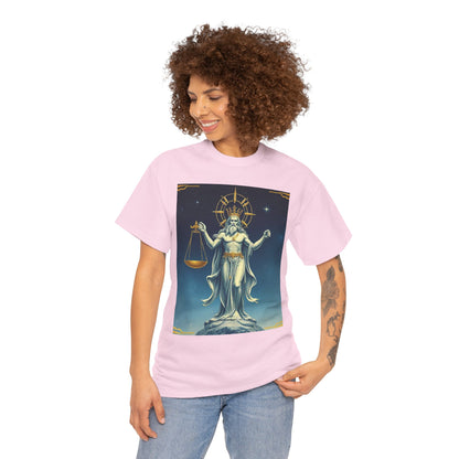 Unisex Heavy Cotton T-Shirt Space v2, Libra God, Zodiac Design