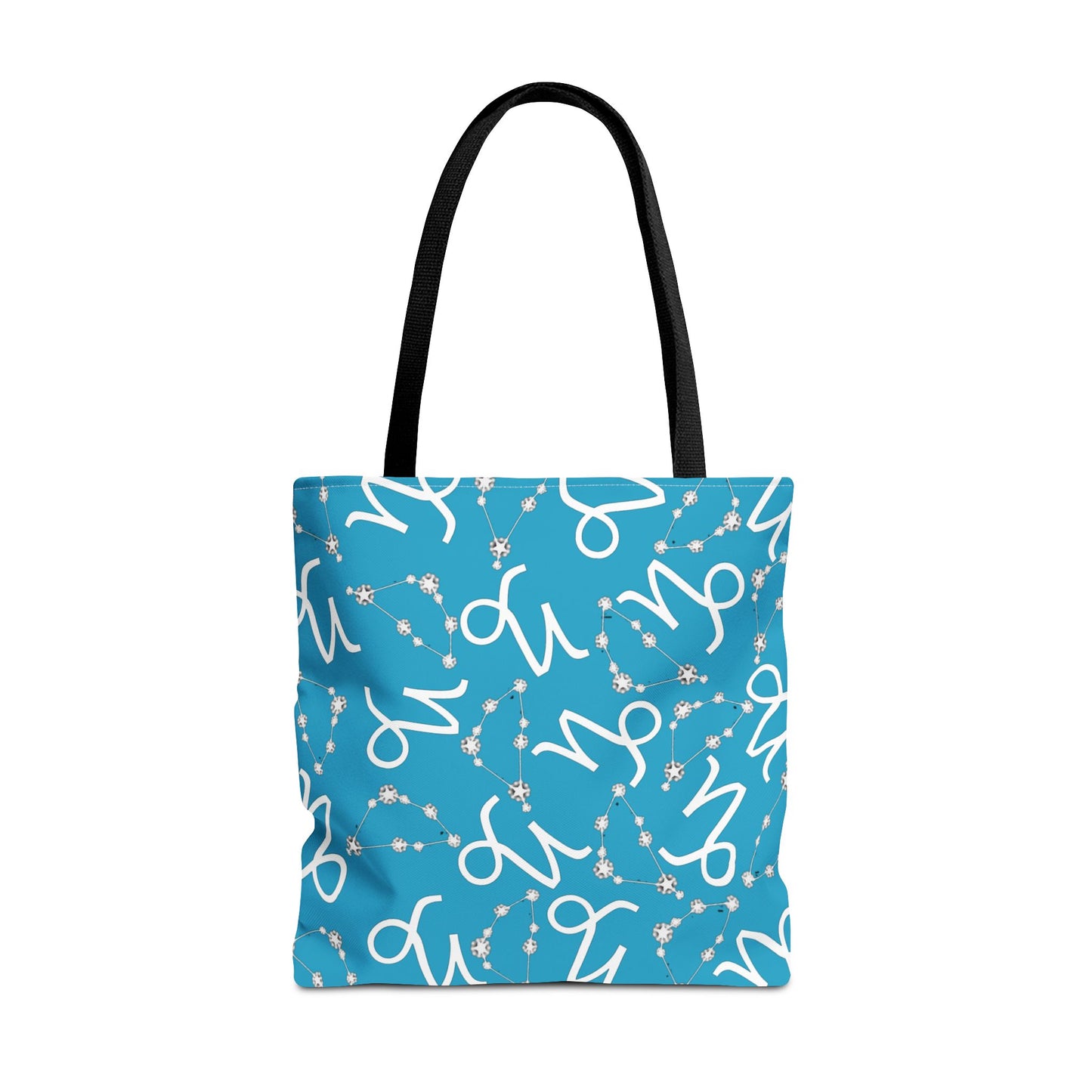Tote Bag, Capricorn Zodiac Sign, AOP, (Turquoise, White)