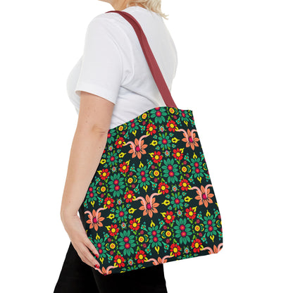 Tote Bag, (AOP), Aquarius, Zodiac v1, Flower Pattern