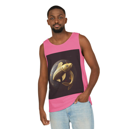 Unisex Garment-Dyed, Tank Top, Pisces Design, Space Animal v1, 100% US cotton