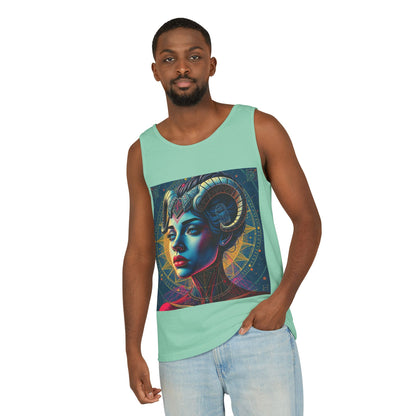 Unisex Garment-Dyed, Tank Top, Aries Design, Pop Art v1, 100% Ringspun US cotton
