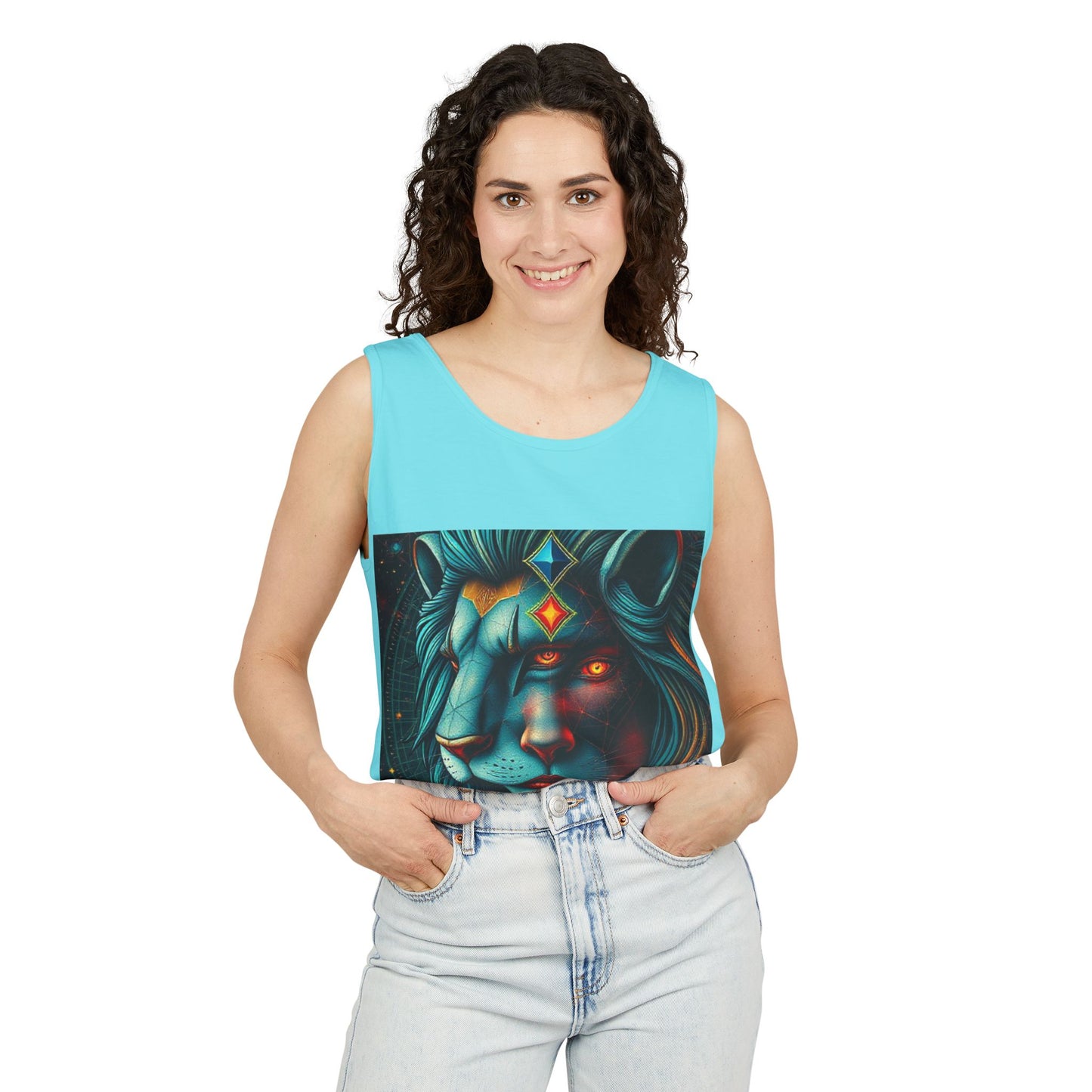Unisex Garment-Dyed, Tank Top, Leo, Pop Art, 100% US cotton