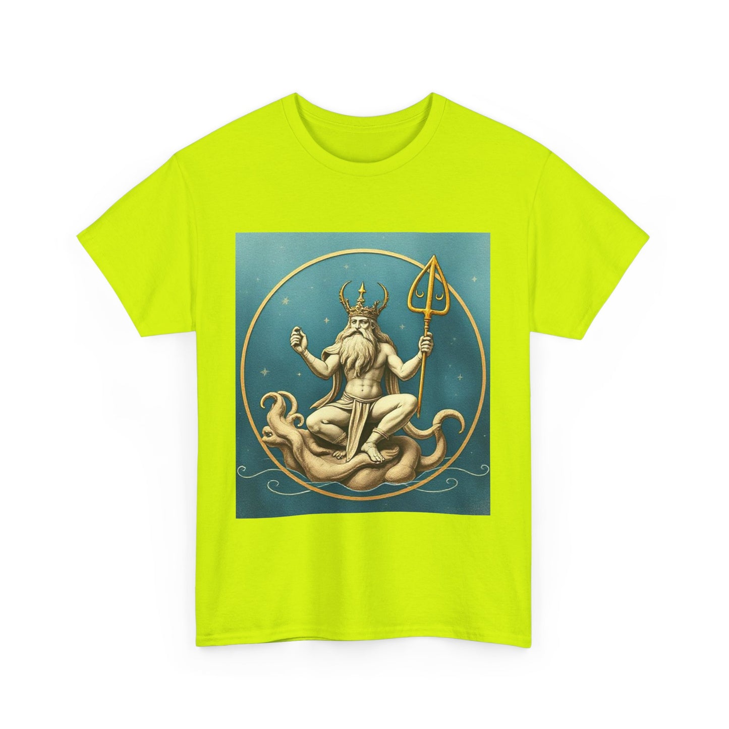 Unisex Heavy Cotton T-Shirt, Aquarius God 2v, Zodiac Design