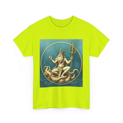 Unisex Heavy Cotton T-Shirt, Aquarius God 2v, Zodiac Design