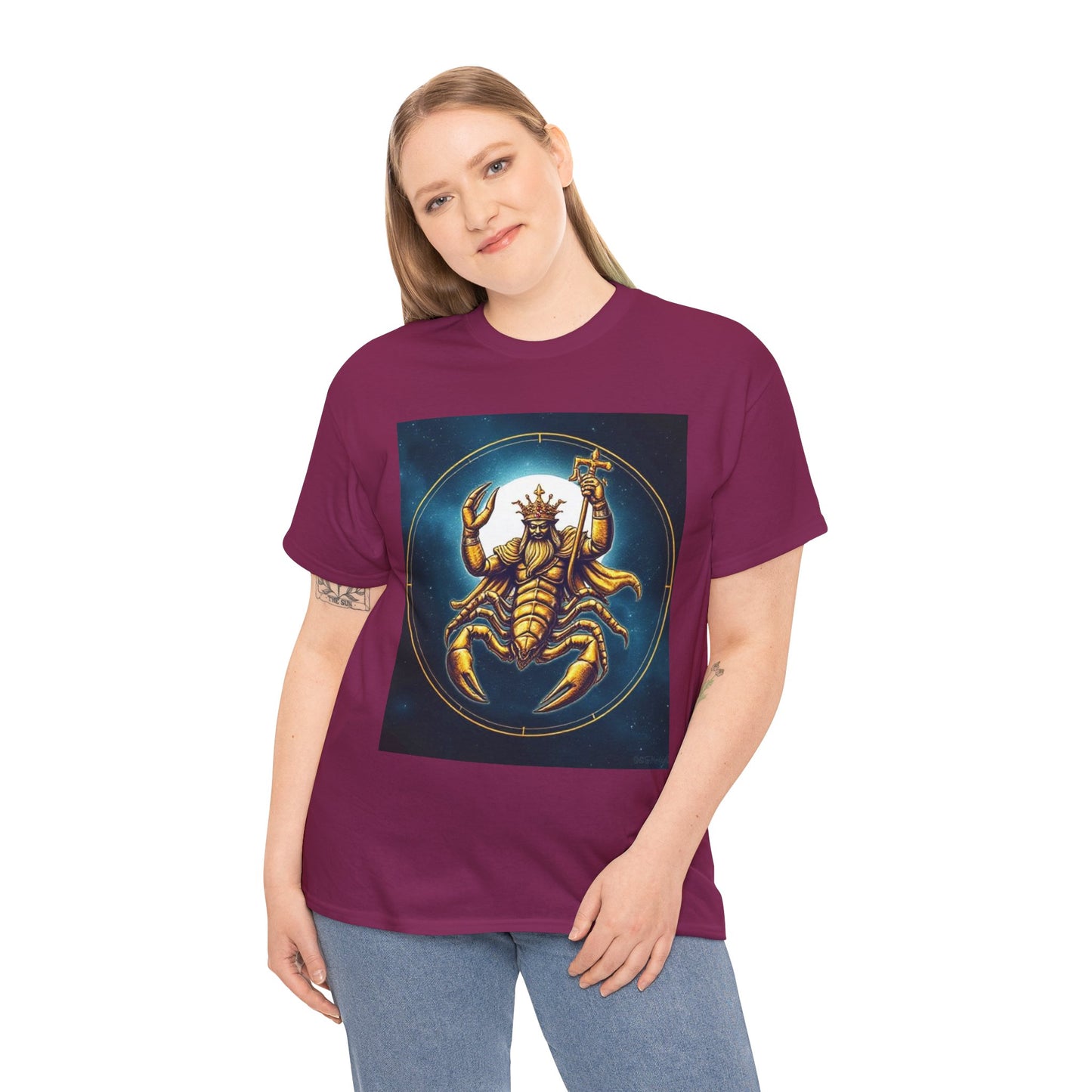 Unisex Heavy Cotton T-Shirt, Moon, Scorpio Zodiac Design