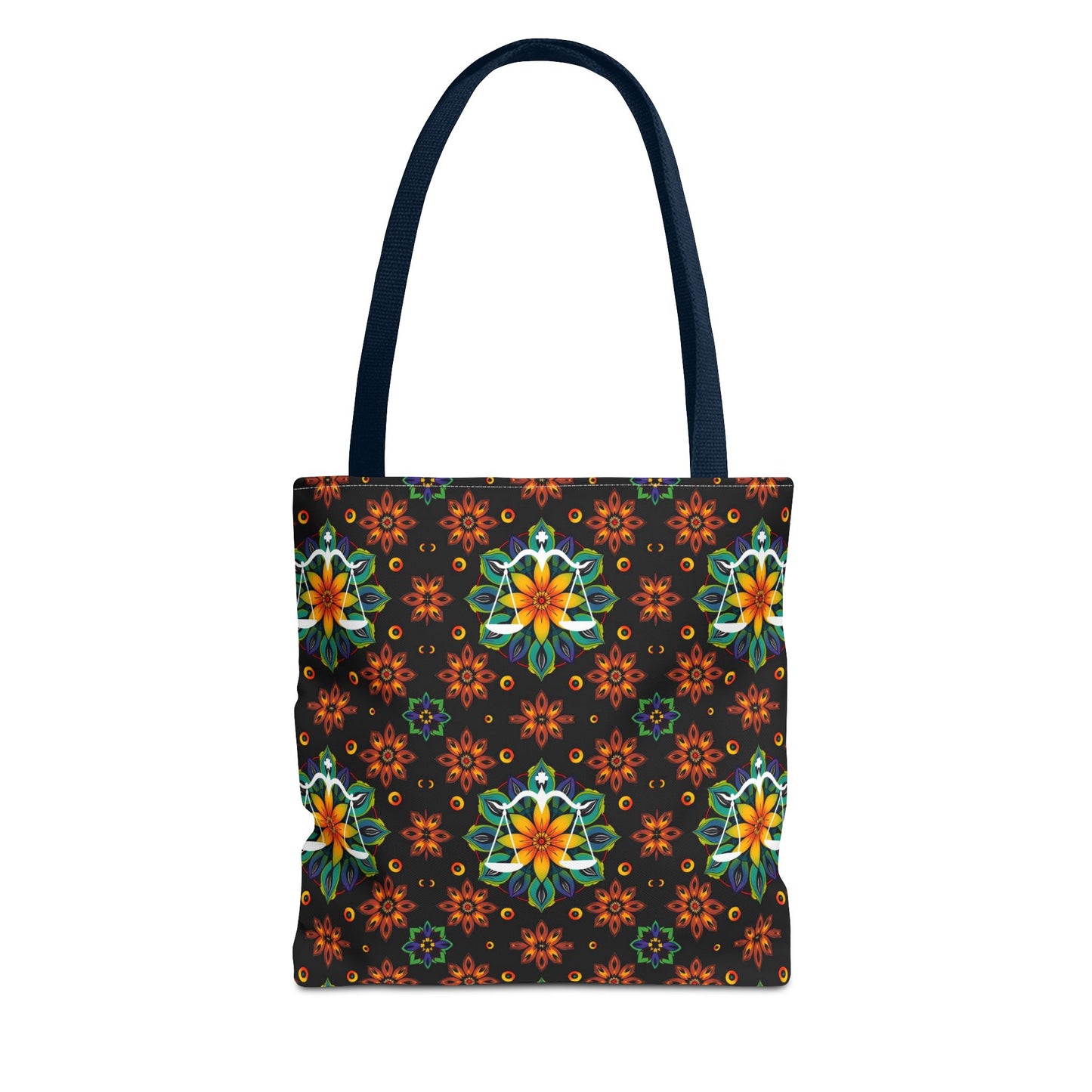 Tote Bag (AOP), Libra, Zodiac v2, Flower Pattern