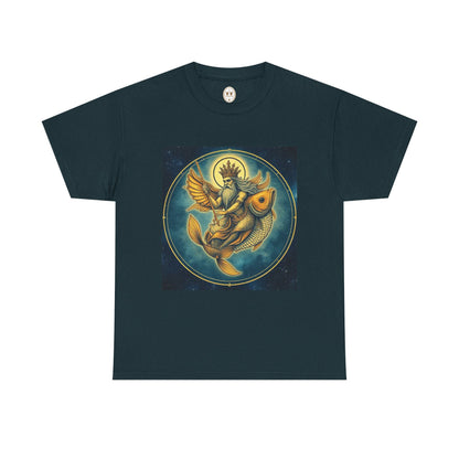 Unisex Heavy Cotton T-Shirt, Pisces King v1, Zodiac Design