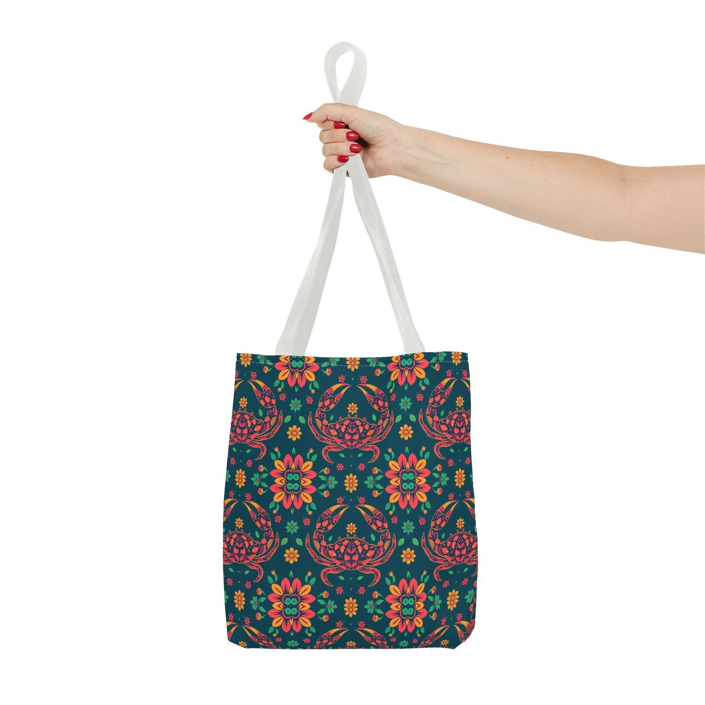 Tote Bag (AOP), Cancer, Zodiac v2, Flower Pattern