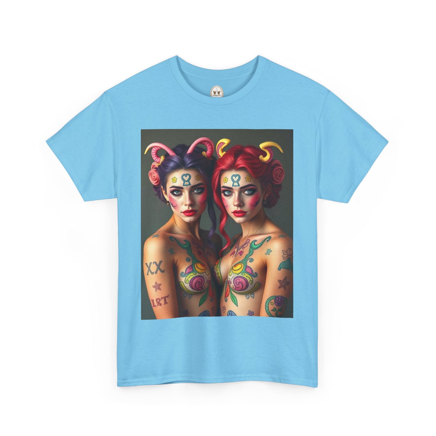 Unisex Heavy Cotton T-Shirt, Gemini, Zodiac v3, Sexy Art