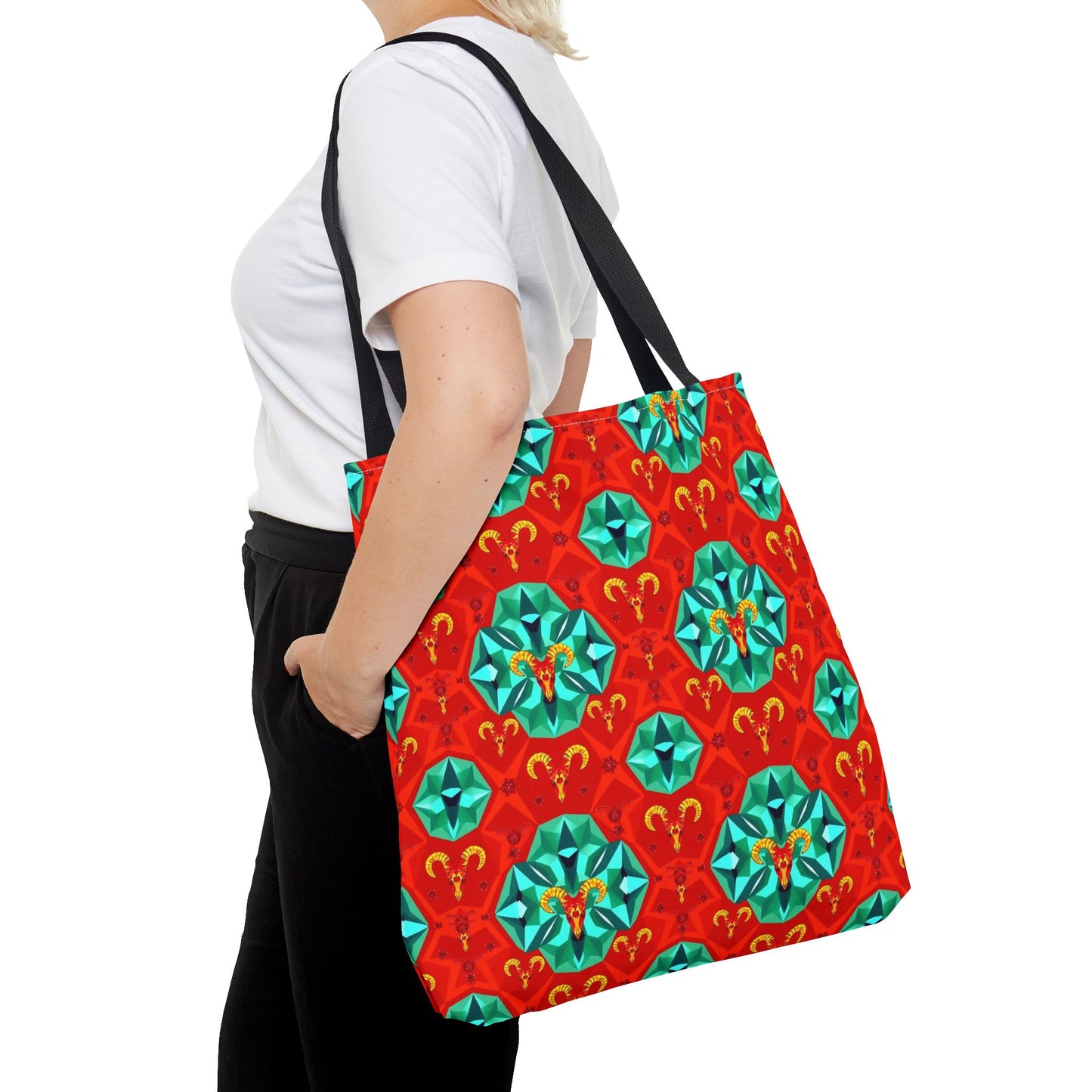 Tote Bag (AOP), Aries, Zodiac v1, Jewel Pattern