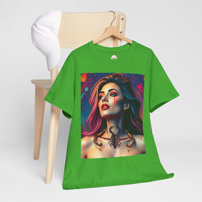 Unisex Heavy Cotton T-Shirt, Scorpio, Zodiac v1, Sexy Art