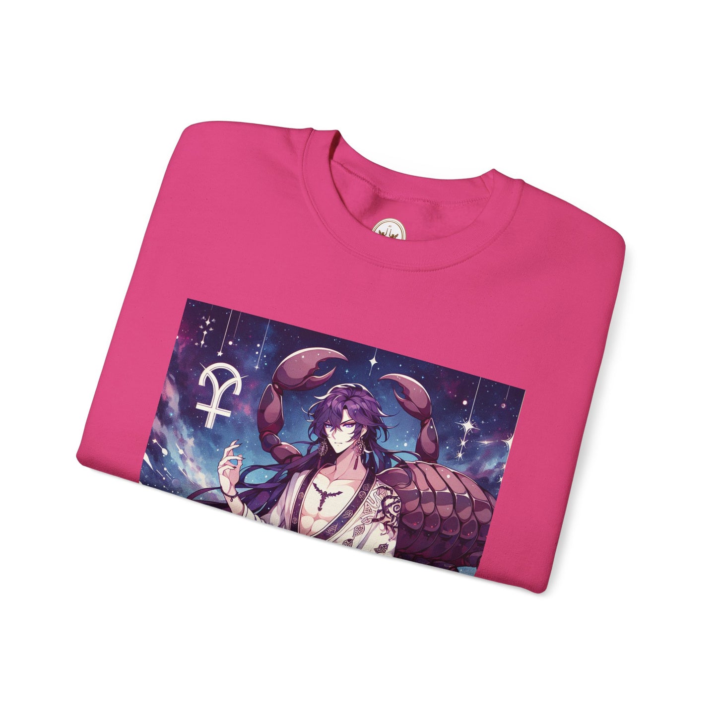 Unisex Heavy Blend™ Crewneck Sweatshirt, Scorpio Zodiac Design, purple scorpion anime