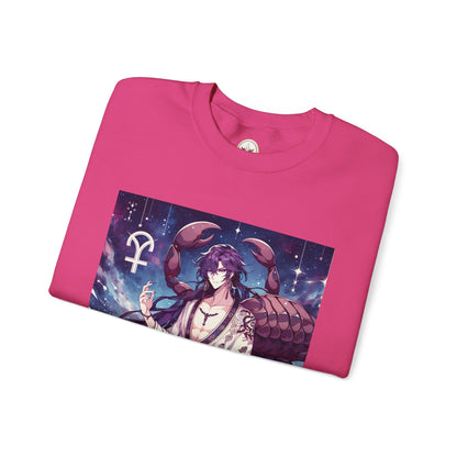 Unisex Heavy Blend™ Crewneck Sweatshirt, Scorpio Zodiac Design, purple scorpion anime