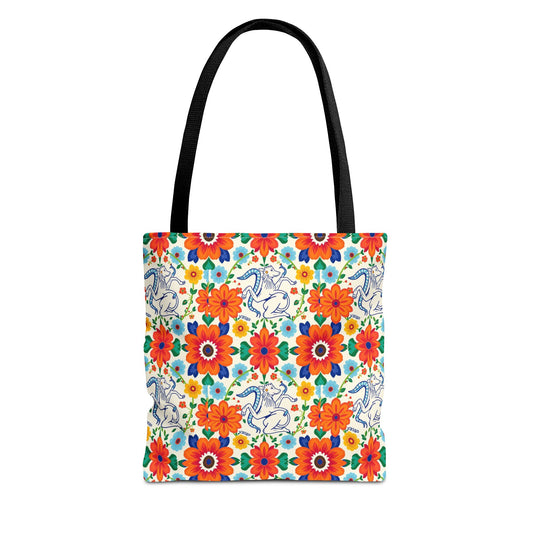 Tote Bag (AOP), Virgo, Zodiac v1, Flower Pattern