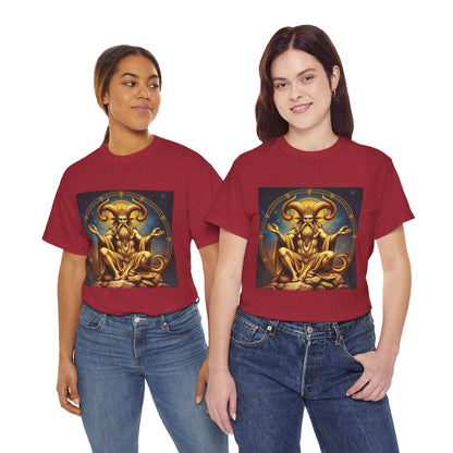 Unisex Heavy Cotton T-Shirt, On The Throne, Taurus Zodiac Design
