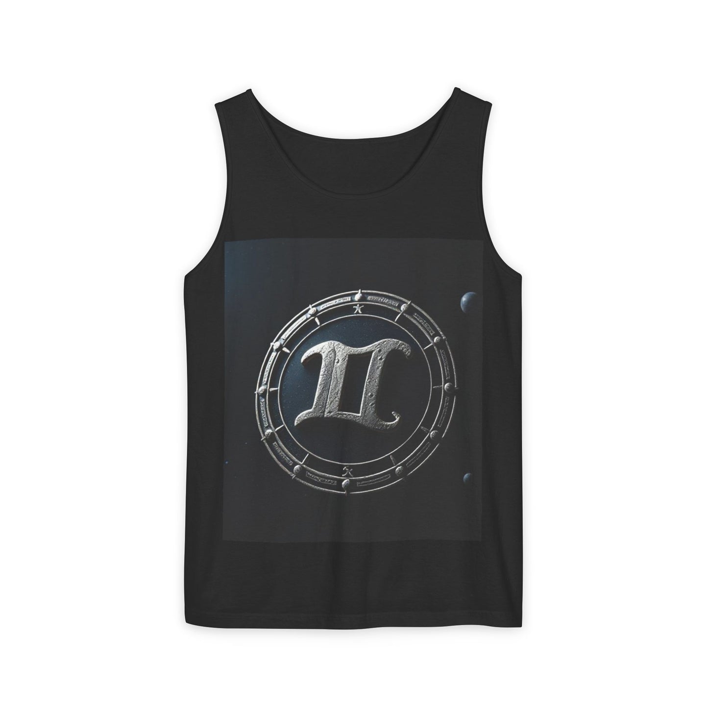 Unisex Garment-Dyed, Tank Top, Gemini Design, Space Symbol v1, 100% US cotton