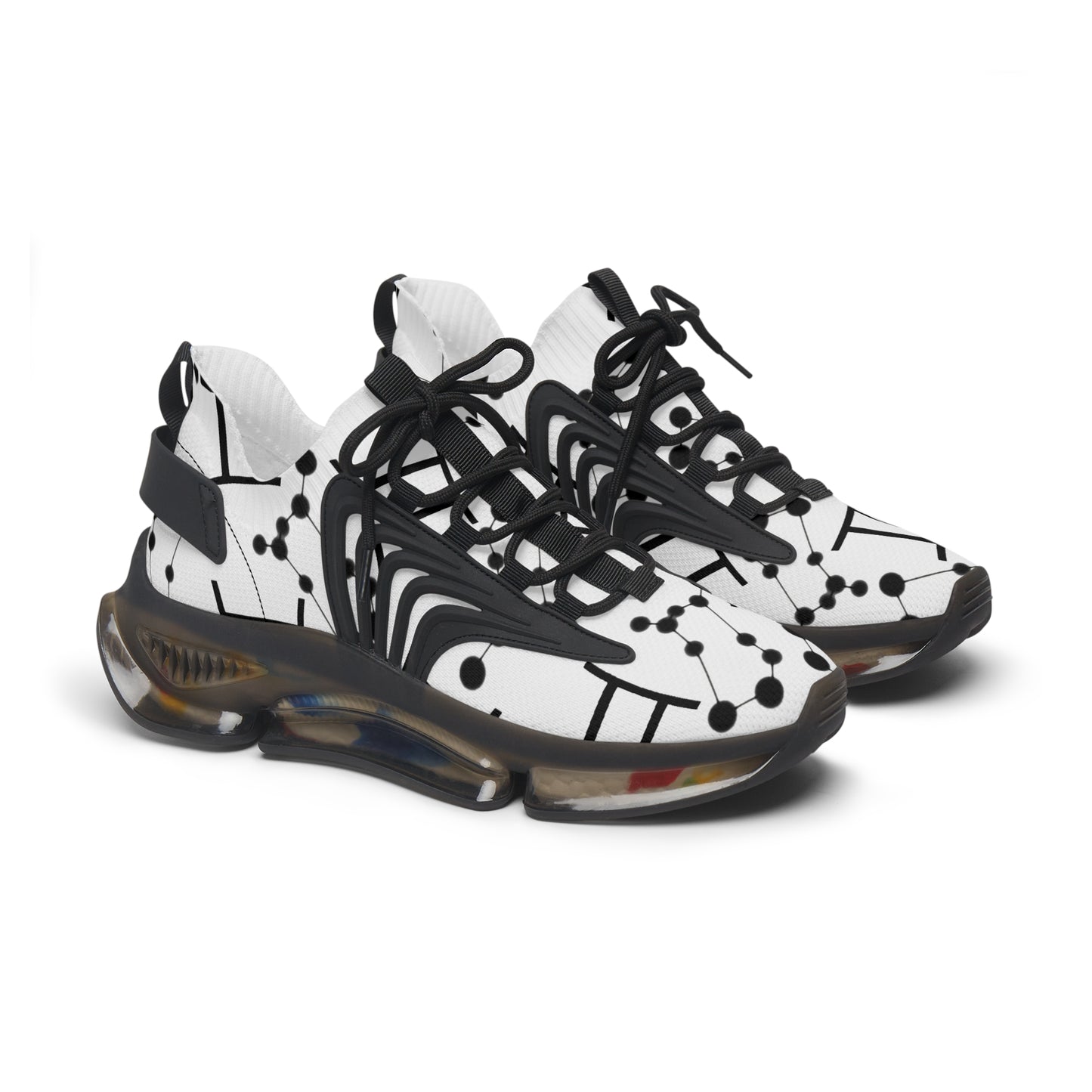 Women's Mesh Sneakers, Constellation & Symbol, Gemini Zodiac Sign, AOP
