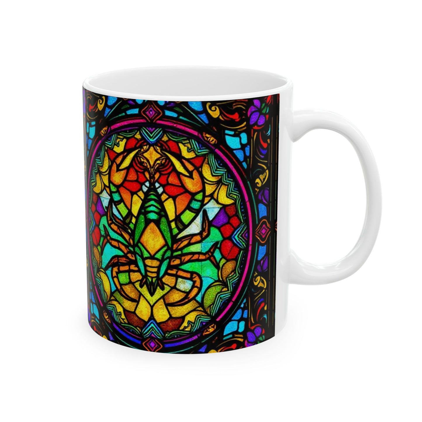 Ceramic Mug, (11oz, 15oz), Ceramic Coffee Mug, AOP, Glass Design, Scorpio Zodiac