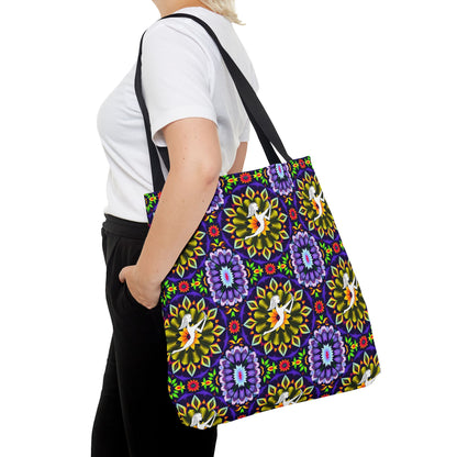 Tote Bag (AOP), Sagittarius, Zodiac v2, Flower Pattern